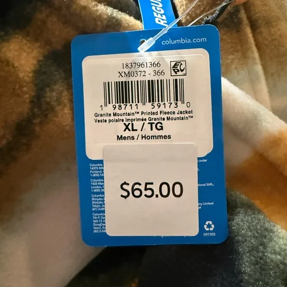 Columbia Men's Patterned Fleece Jacket - Black, Orange, White Size XL Super Warm - Picture 2 of 6